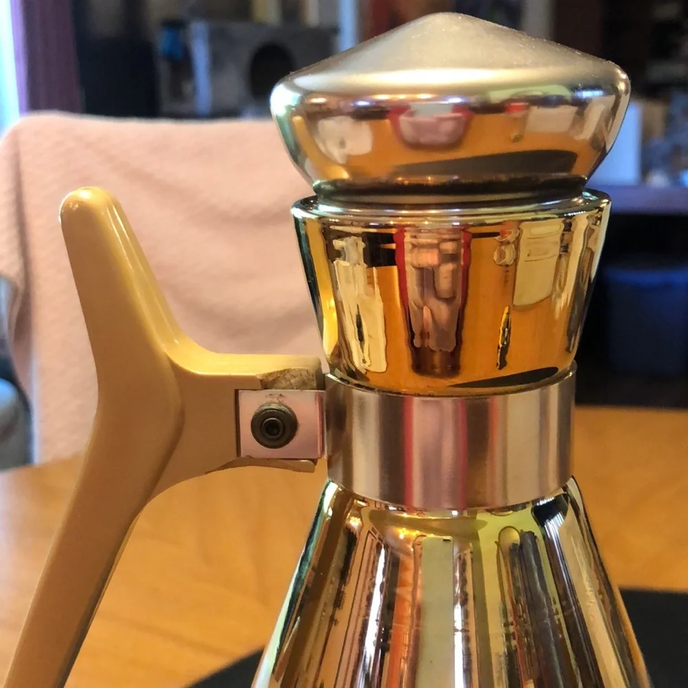 1960s Mid Century Modern Hot/Cold Coffee Tea Carafe With 22 Karat Gold Accents